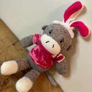 Dan Dee Sock Monkey Easter Bunny Ears Pink Camo Shirt 12.5" Plush Toy